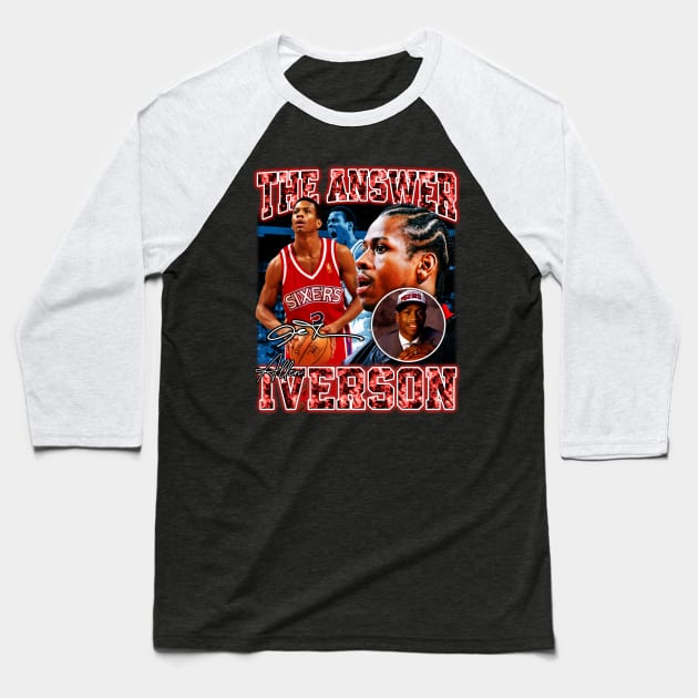 Allen Iverson The Answer Basketball Signature Vintage Retro 80s 90s Bootleg Rap Style Baseball T-Shirt by CarDE